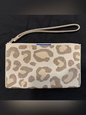 Leopard Print Wristlet Clutch - Gold and Beige 4.5x7.75x.5